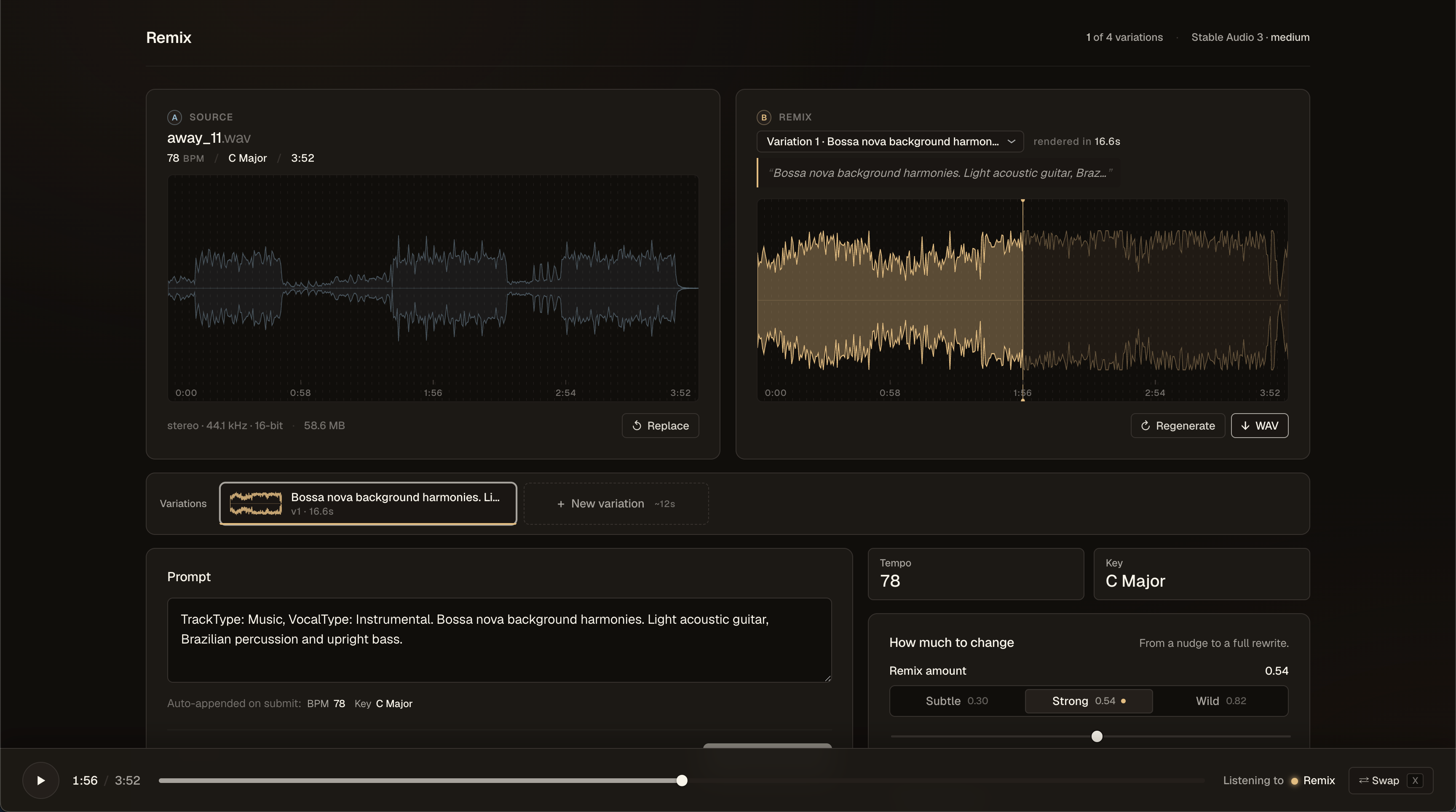 Stable Audio Remix interface